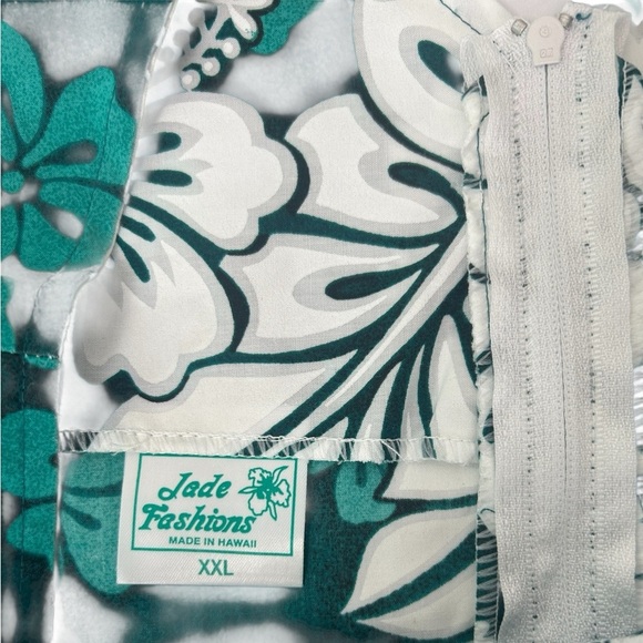 Vintage Jade Fashions Green White Made in Hawaii Tropical Floral Dress XXL READ - Picture 10 of 11